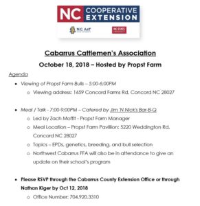 Cover photo for Cabarrus Cattlemen's Association Meeting - Oct. 18, 2018