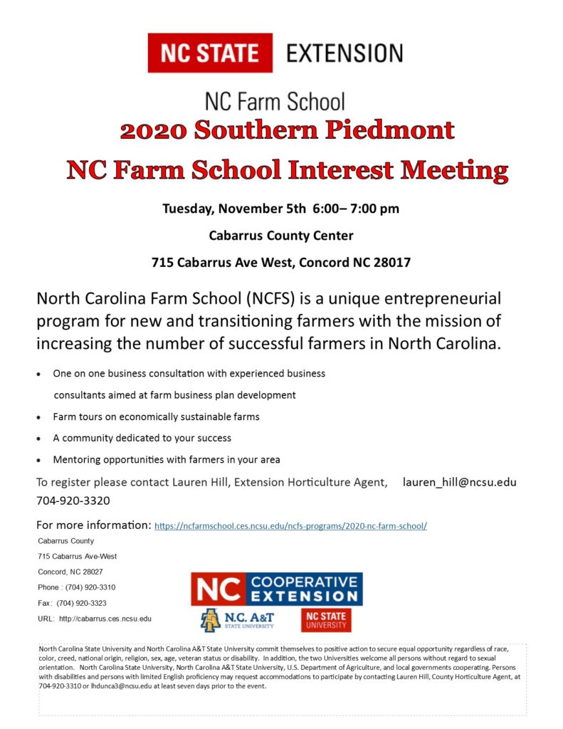 NC Farm School flyer