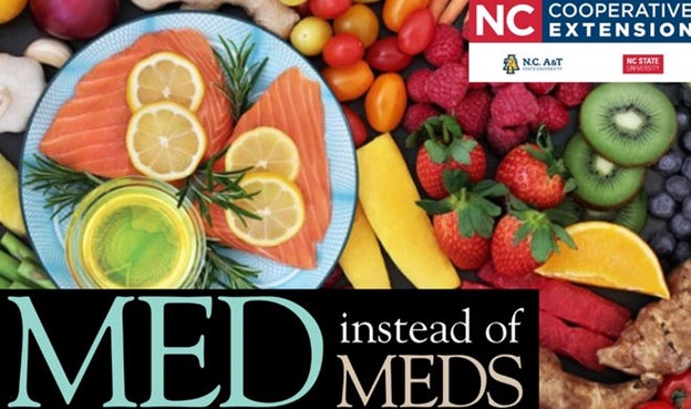 MED instead of Meds Logo with healthy foods