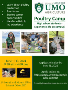 Poultry camp flyer. Details on webpage.