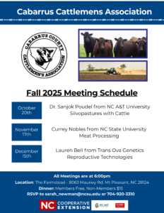 Cover photo for Fall 2025 Cabarrus Cattlemen's Meetings