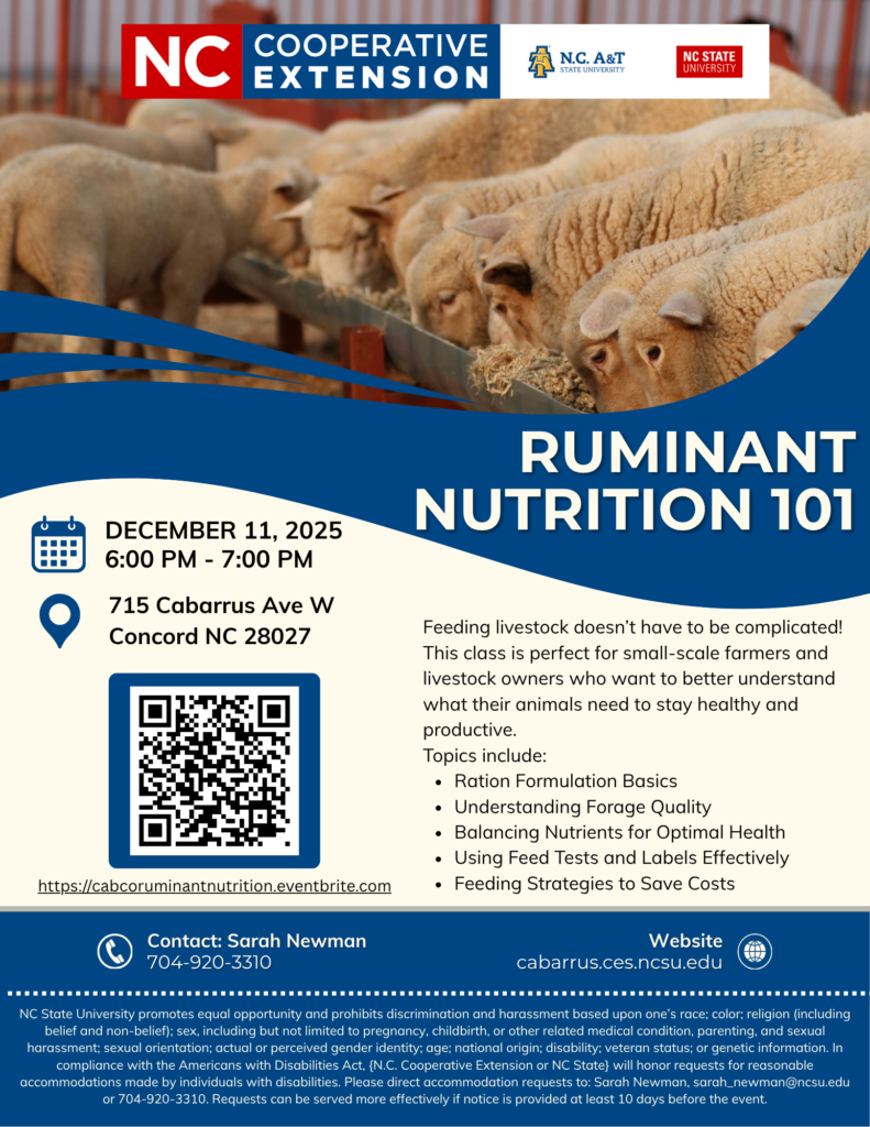 Ruminant nutrition 101 class flyer